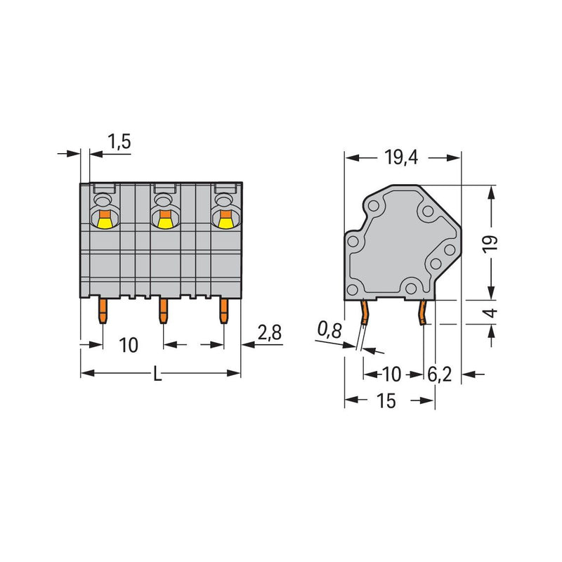 WAGO - Leiterplattenklemme 745-3212 4mm² − 12 Stück