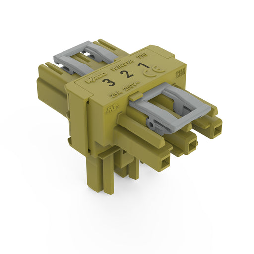 WAGO - Kompaktverteiler für steckbare Gebäudeinstallation T-Verteiler 3-polig 770-1612 Kod. B,hellgrün − 50 Stück