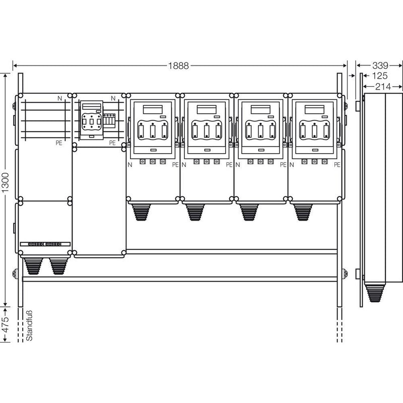 Hensel - Verteilerschrank für Energieversorgung Ladeverteiler Mi EV 140kW 4001 f.4 Abgänge a 140kW