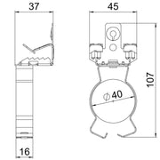 OBO Bettermann - Befestigungsklammer Trägerklammer SCVPC 7-13 D40 m.Rohrauf.u. 36-40mm − 50 Stück