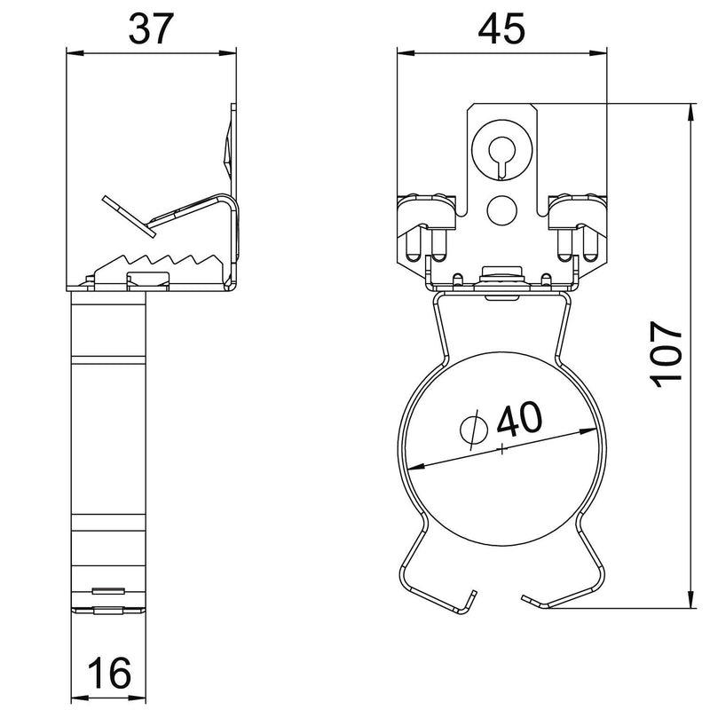 OBO Bettermann - Befestigungsklammer Trägerklammer SCVPC 7-13 D40 m.Rohrauf.u. 36-40mm − 50 Stück