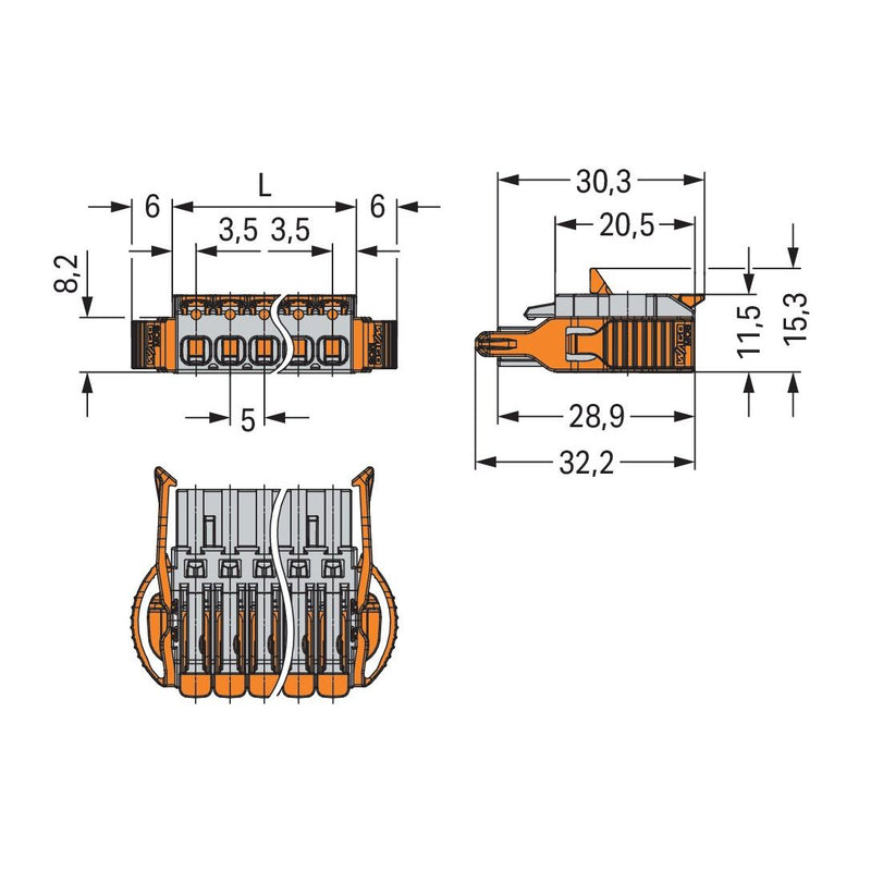 WAGO - Kabelsteckverbinder für Leiterplattensteckverbinder 1-Leiter-Federleiste 2231-1112/038-000 Push-in CAGECLAMP,gr − 25 Stück