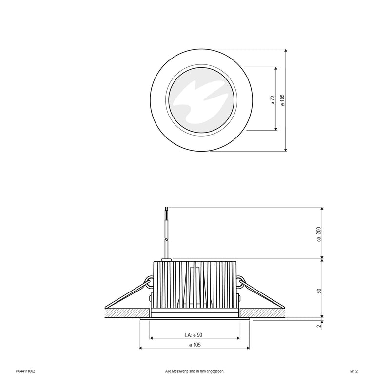 EVN Lichttechnik - Downlight/Strahler/Flutlicht P-LED Einbauleuchte PC 44111002 eds 24VDC 11W 3000K IP44