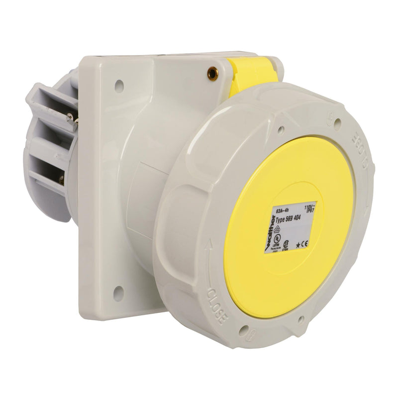 Walther Werke - CEE-Anbausteckdose (IEC 60309) Anbaudose schräg 63A 569404 4P 110V 4h IP67