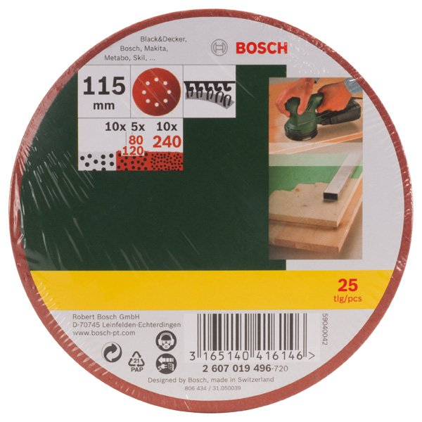 Bosch - Schleifpapierset Schleifblatt-Set für 2607019496 Exzenterschleifer