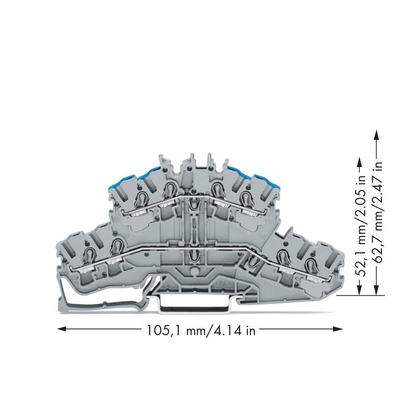 WAGO - Durchgangs-Reihenklemme 4-Leiter-Doppelstockklemme 2002-2403 L/N,grau − 50 Stück