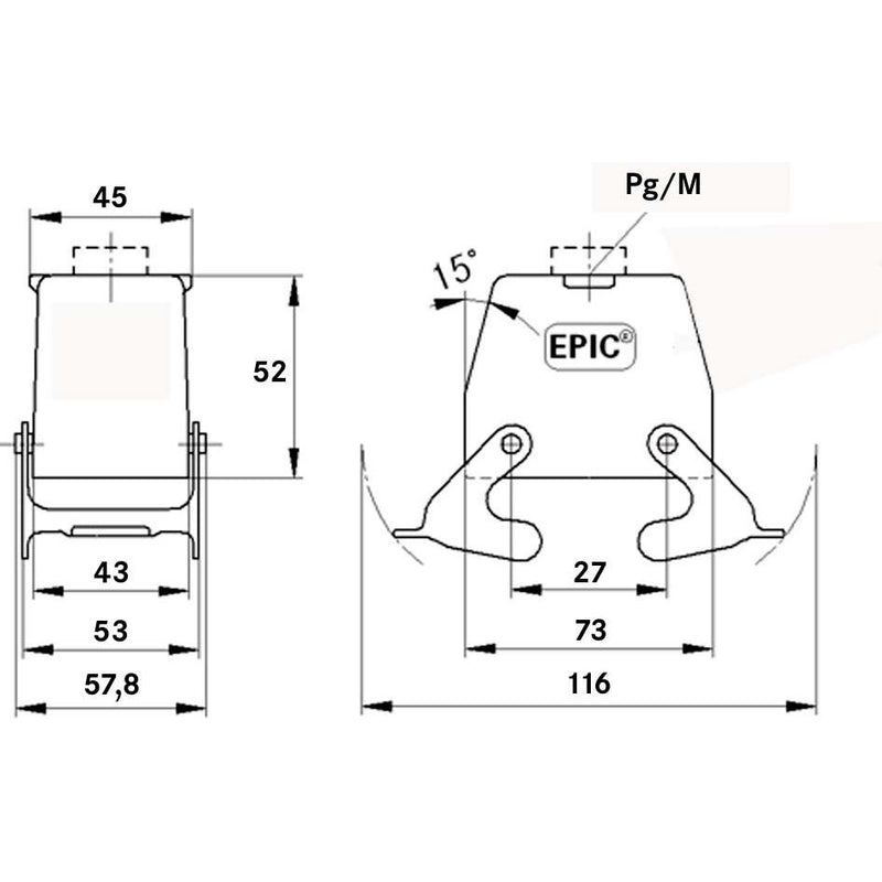 Lapp Zubehör - Gehäuse für Rechtecksteckverbinder EPIC-H-B-10-TGB-M25 H-B 10 TGB M25 − 10 Stück