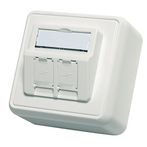 Telegärtner - Kommunikationsanschlussdose Kupfer Modul-Aufnahme AP 80x80 100021382 2fach aws leer − 1 Stück
