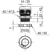 OBO Bettermann - Kabelverschraubung Verschraubung V-TEC PG29+ LGR mit Gegenmutter − 20 Stück