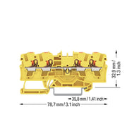 WAGO - Durchgangs-Reihenklemme 4L-Durchgangsklemme 2204-1406 4 qmm, ge − 50 Stück