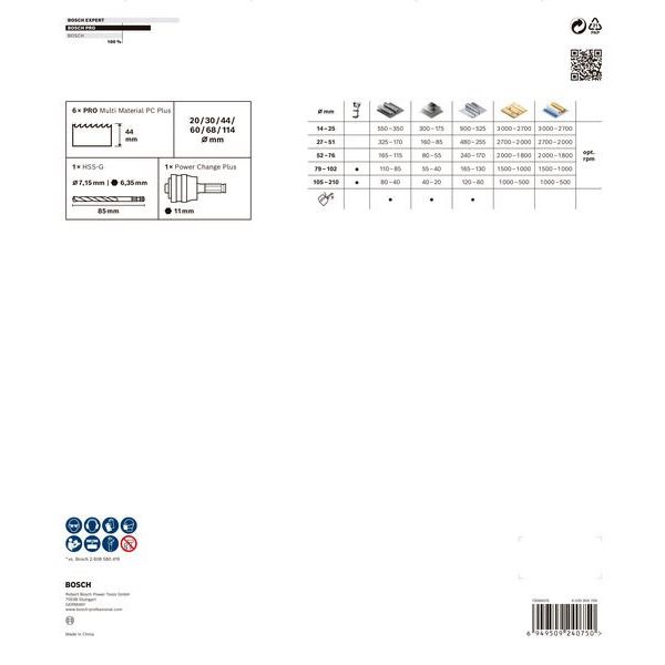 Bosch Power Tools - Werkzeugset PRO Multi Material PC Plus 2608594431VE(8) Lochsägen-Set 8-tlg.  − 1 Packung