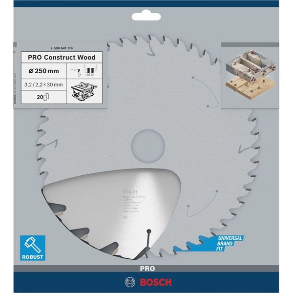 Bosch - Kreissägeblatt PRO Construct Wood 2608641774 Kreissägeblatt 250 x