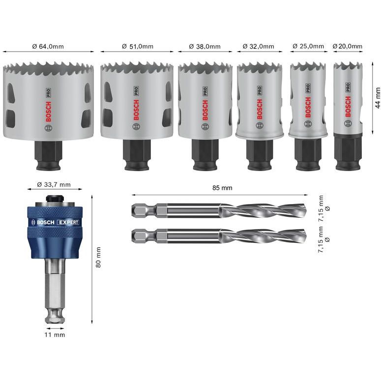Bosch Power Tools - Werkzeugset PRO Multi Material PC Plus 2608594427VE(9) Lochsägen-Set 20-38  − 1 Packung