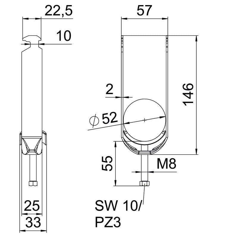 OBO Bettermann - Bügelschelle BS-H2-M-52 A2 2-fach − 25 Stück