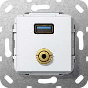 Gira - Einsatz/Abdeckung für Kommunikationstechnik UP Tragring USB A Klinke 568703 rws