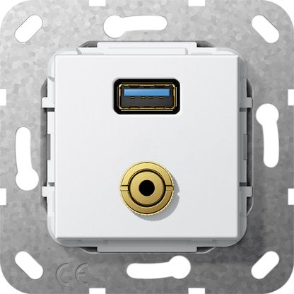 Gira - Einsatz/Abdeckung für Kommunikationstechnik UP Tragring USB A Klinke 568703 rws
