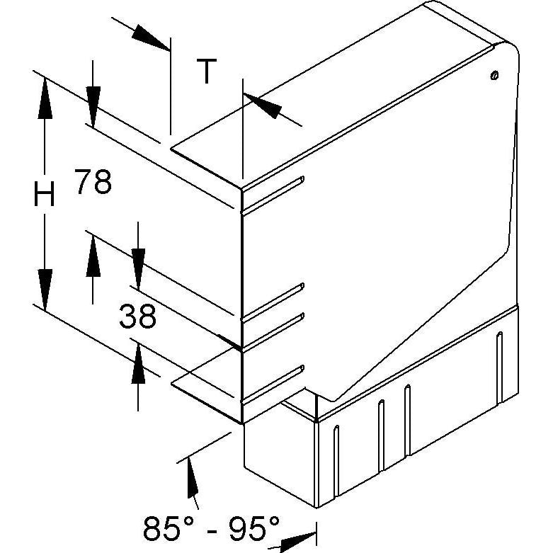 Niedax - Flachwinkel für Geräteeinbaukanal GK-Vertikaleck 90Gr. DKVVU 170-78T60 L 170x61mm
