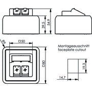 Telegärtner - Kommunikationsanschlussdose Kupfer Modul-Aufnahme AP 80x80 100021382 2fach aws leer − 1 Stück