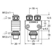 Turck - Passiver Sensor-/Aktor-Verteiler (mit Leitung) Zweifachverteiler VB2-FSM5-2FKM4.4
