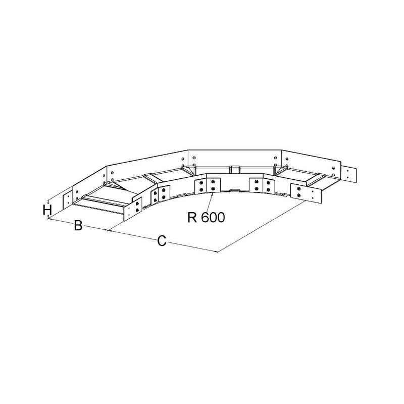 Niedax - Bogen für Kabelrinne GFK-Bogen 90Gr. KKB 80.500-R600 R=600mm 80x500mm