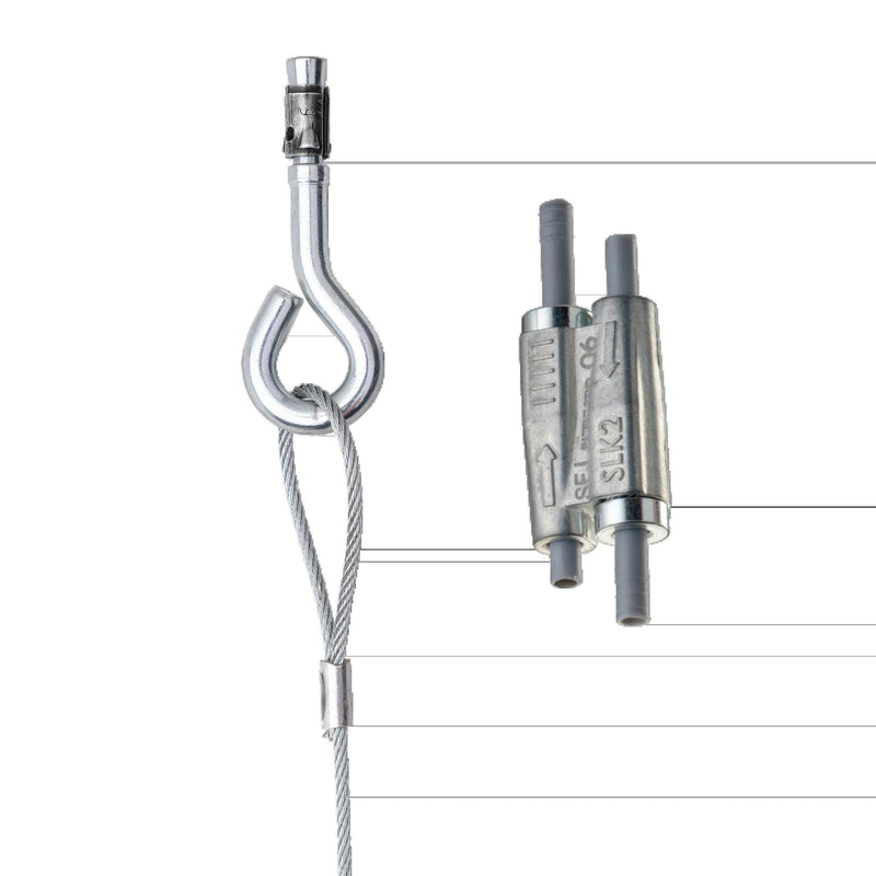 Erico - Drahtseilabhängung Speed Link Seilabhängesys SLK2L2WA6 2mm,L2m,Bolzenanker − 10 Stück