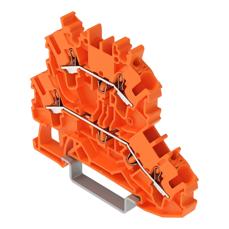 WAGO - Durchgangs-Reihenklemme Doppelstockklemme 2002-2206 orange − 50 Stück