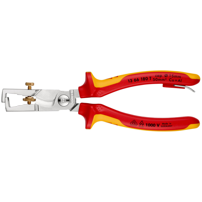Knipex - Kabelschere VDE Kabelschere 13 66 180 T 180mm, m.Abisolierf