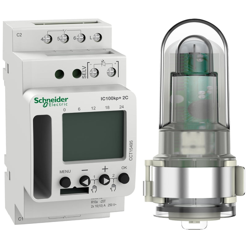 Schneider Electric - Dämmerungsschalter Reiheneinbau Dämmerungsschalter CCT15495 IC100kp+, Bluetooth
