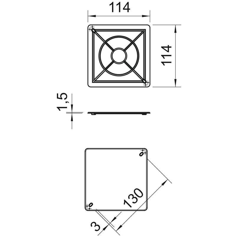 OBO Bettermann - Deckel für Dose/Gehäuse für Montage in der Wand/Decke Kastendeckel Unterputz UV 100 D 114x114x1,5, weiß − 10 Stück
