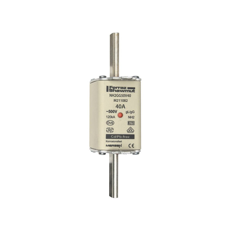 Mersen - Messersicherung Sicherungseinsatz NH gG NH2GG50V40 Gr.2 40A sfü KM − 3 Stück