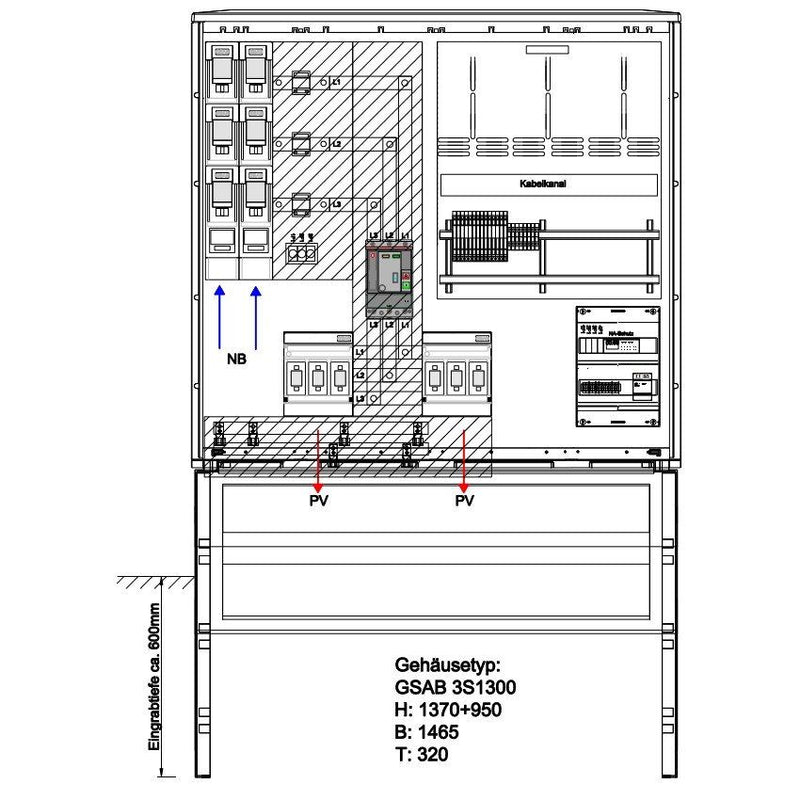 GSAB Elektrotechnik - Zähler-Komplettschrank Wandlermessung 42.W400.AR-01A2 eon Hanse 400A