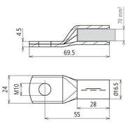 DEHN - Presskabelschuh für Cu-Leiter Presskabelschuh PKS 70 10 CUGALSN − 3 Stück