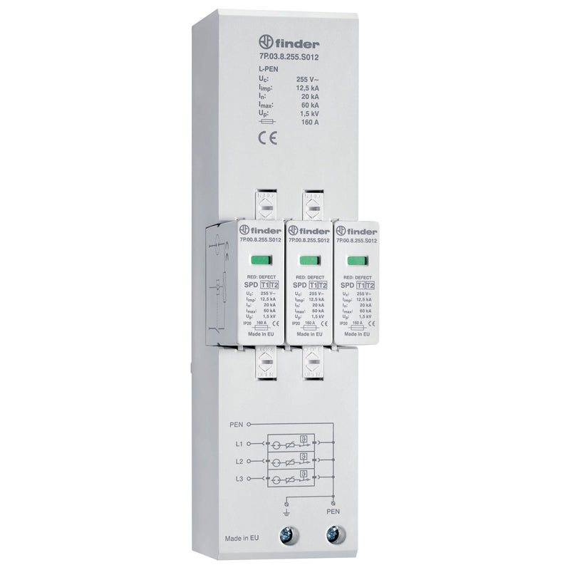 Finder - Blitzstromableiter für Energietechnik Kombiableiter 7P.03.8.255.S012