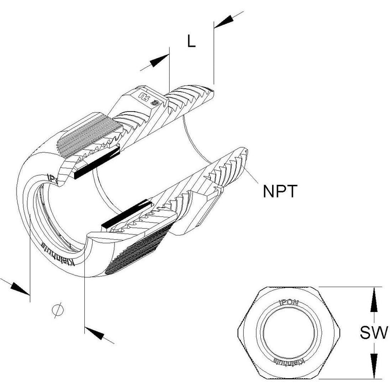 HKL - Kabelverschraubung 1234N1202 sigr,D=6-12mm − 50 Stück