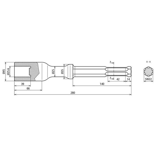 DEHN - Einschlaghilfe für Stab-/Tiefenerder Hammereinsatz für 648031 Rohrerder D25mm L280