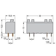 WAGO - Leiterplattenklemme 735-306/001-000 Drücker,1,5mm²,grau − 40 Stück