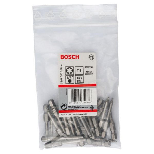 Bosch - Bit Schrauberbit Extra-Hart 2607002508 T8, 49 mm, 25er-Pack