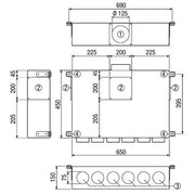 Maico - Zubehör/Ersatzteile für Ventilatoren Luftverteiler aus Blech MF-BV75-125-6 6 Anschl. f.Flexrohr
