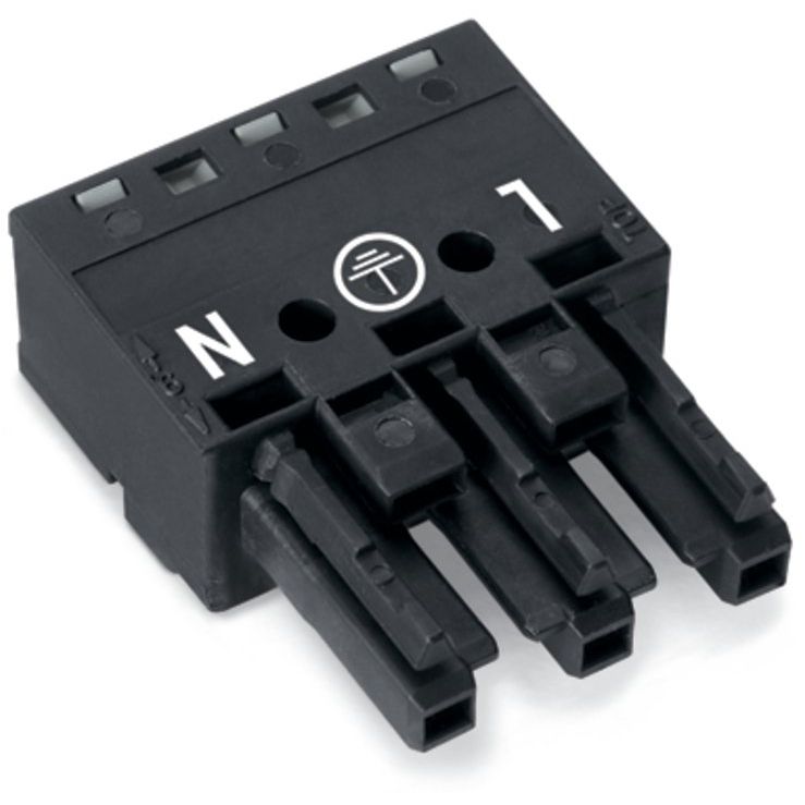 WAGO - Steckverbinder für steckbare Gebäudeinstallation Buchse 770-203 2x0,5-4mmq schwarz − 100 Stück