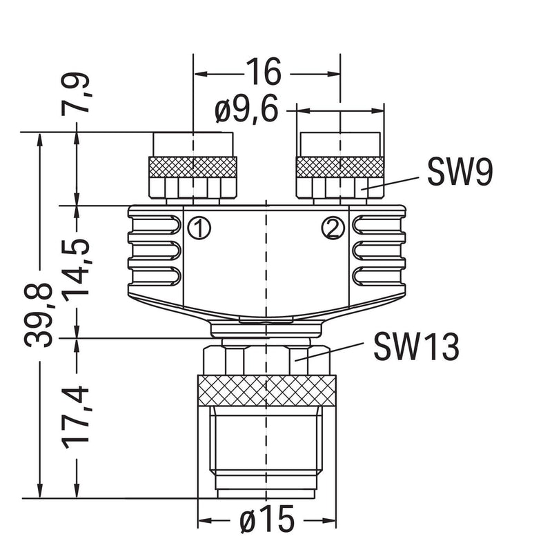 WAGO - Zubehör/Ersatzteile für Steuerungen M8/M12-Zweifachverteiler 756-9301/040-000 Zubehör,4-polig