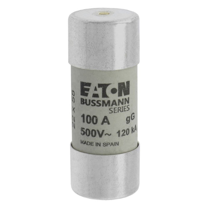 Eaton - Zylindrische Sicherung Sicherungseinsatz Nieders. CYL GG 22,#C22G100S 100A AC 500V 120kA − 10 Stück