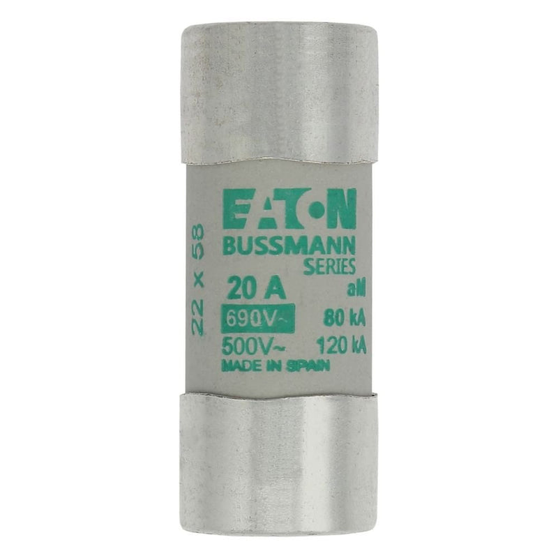 Eaton - Zylindrische Sicherung Sicherungseinsatz Nieders. CYLINDRICA#C22M20 20A AC 690V 80kA − 10 Stück