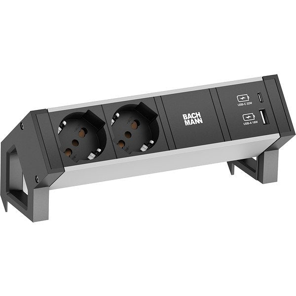 Bachmann - Mehrfachsteckdose Steckdosenleiste 937.325 DESK2 ALU BLACK