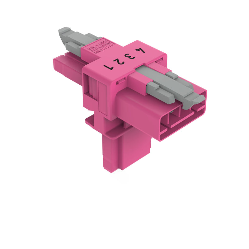 WAGO - Kompaktverteiler für steckbare Gebäudeinstallation T-Verteiler 4-polig 890-1633 Kod. B,pink − 25 Stück
