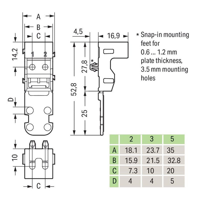 WAGO - Zubehör/Ersatzteile für Klemmen Befestigungsadapter 221-512 Serie221-4mm²,weiß − 10 Stück