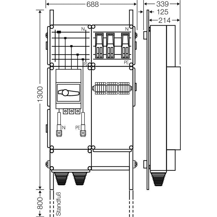 Hensel - Verteilerschrank für Energieversorgung Ladeverteiler Mi EV 44kW 3000 b. z. 3 Doppelladepu