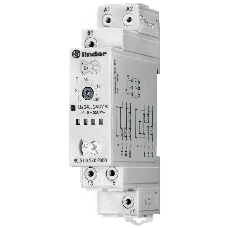 Finder - Zeitrelais 80.51.0.240.P000 1W, 8A, 24-240VAC/DC