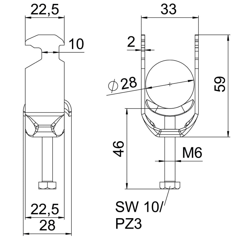 OBO Bettermann - Bügelschelle BS-H2-M-28 A2 2-fach − 50 Stück