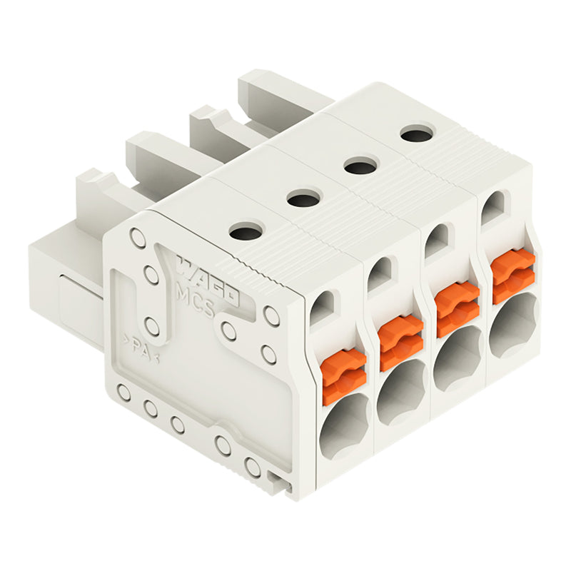 WAGO - Kabelsteckverbinder für Leiterplattensteckverbinder Federleiste 2721-104/026-000 4pol., 5mm, l-grau − 100 Stück