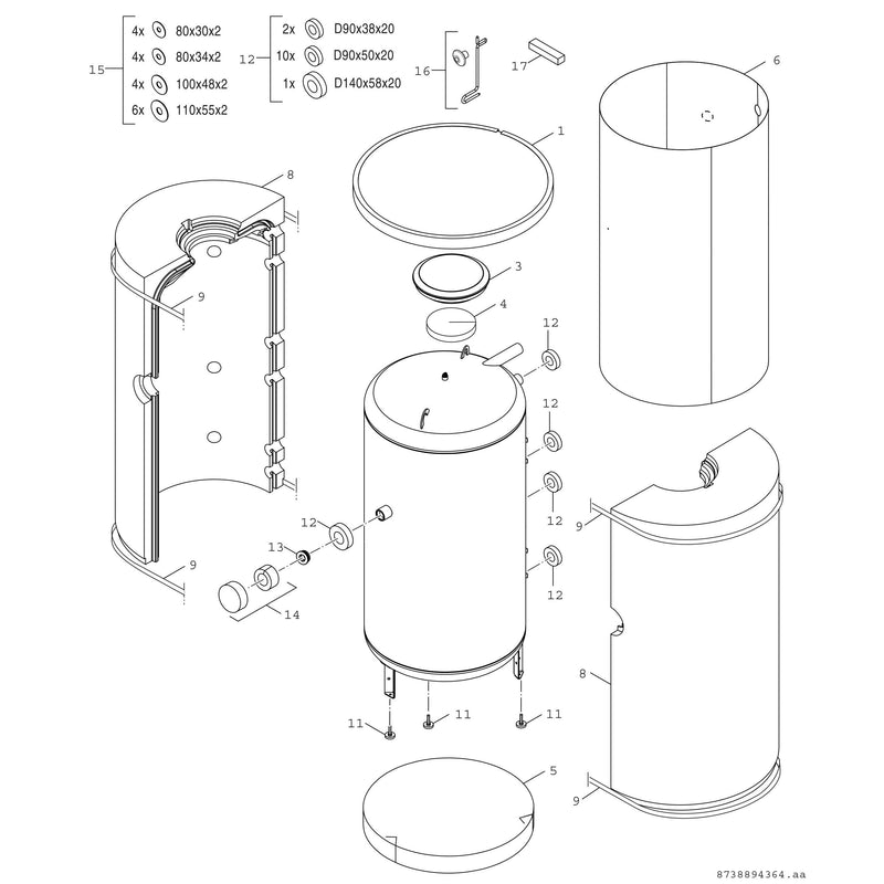 Bosch Thermotechnik - Speicher für Zentralheizung/Wärmepumpe Pufferspeicher BH1000-6ERZ1B STORA 965L, silber